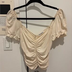Reformation Off-White Ruched Blouse